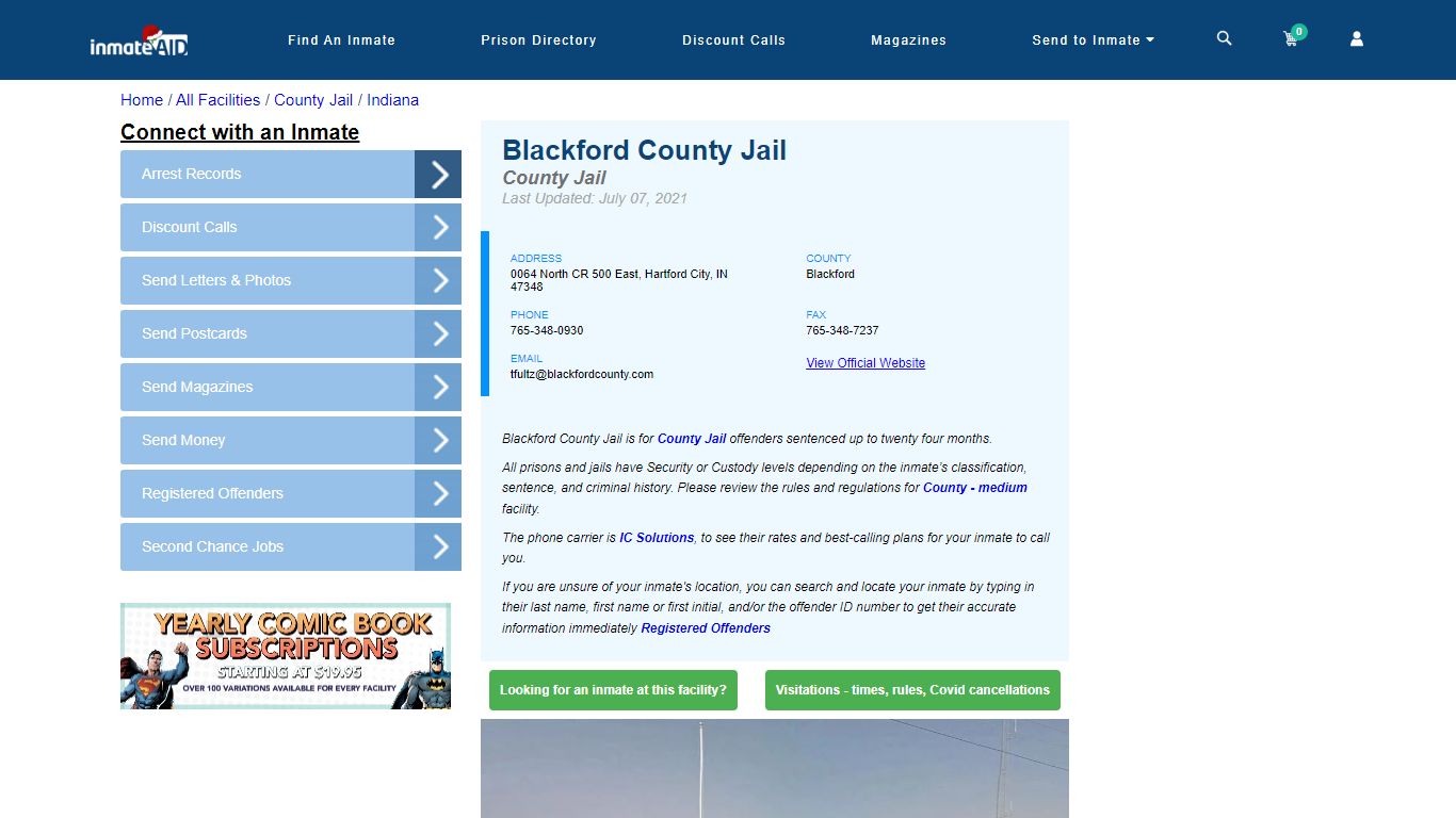 Blackford County Jail - Inmate Locator - Hartford City, IN