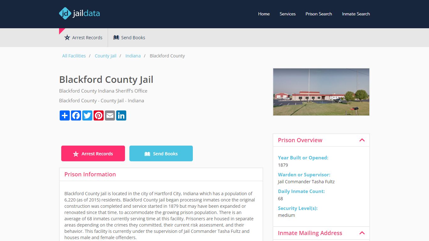 Blackford County Jail Inmate Search and Prisoner Info - Hartford City, IN
